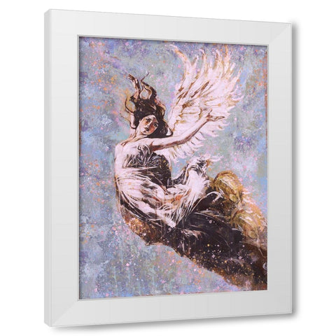 Blue Angel Falling II White Modern Wood Framed Art Print by Wiley, Marta