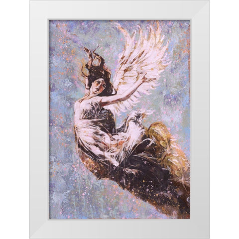 Blue Angel Falling II White Modern Wood Framed Art Print by Wiley, Marta