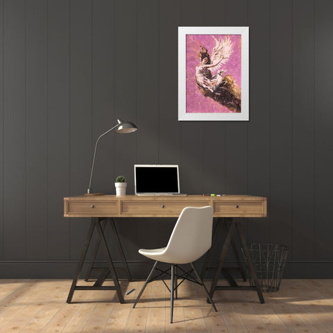 Pink Angel Falling II White Modern Wood Framed Art Print by Wiley, Marta