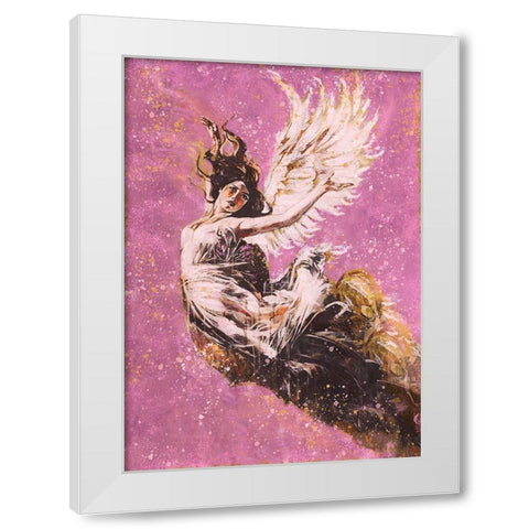 Pink Angel Falling II White Modern Wood Framed Art Print by Wiley, Marta