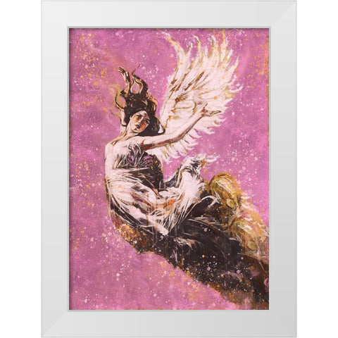 Pink Angel Falling II White Modern Wood Framed Art Print by Wiley, Marta
