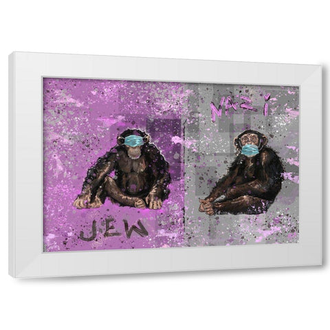 Monkey Mind II White Modern Wood Framed Art Print by Wiley, Marta