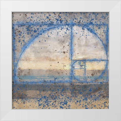 Fibonacci Shell Blue White Modern Wood Framed Art Print by Wiley, Marta