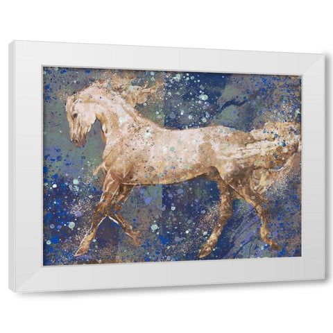 Fibonacci Blue Horse White Modern Wood Framed Art Print by Wiley, Marta