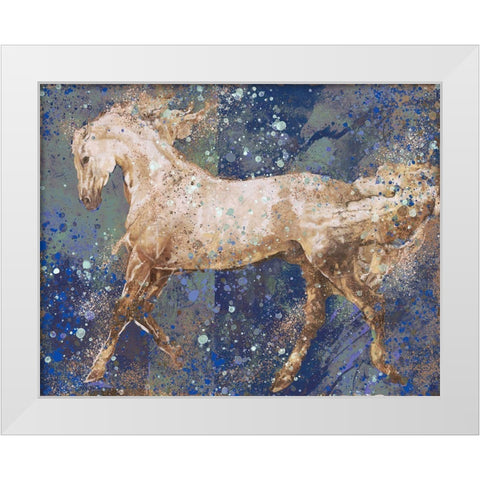 Fibonacci Blue Horse White Modern Wood Framed Art Print by Wiley, Marta