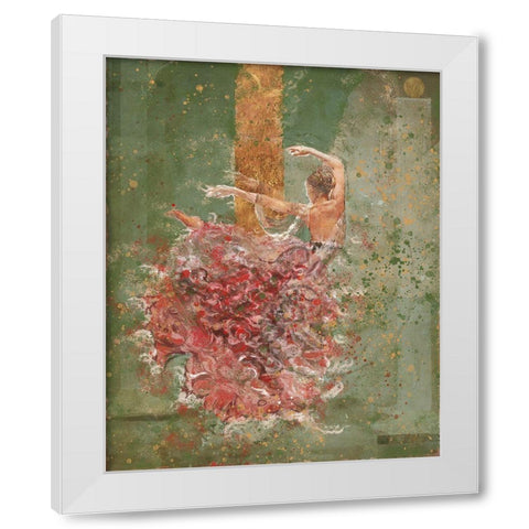 Temple Dancer green White Modern Wood Framed Art Print by Wiley, Marta