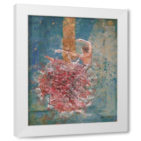 Temple Dancer blue White Modern Wood Framed Art Print by Wiley, Marta