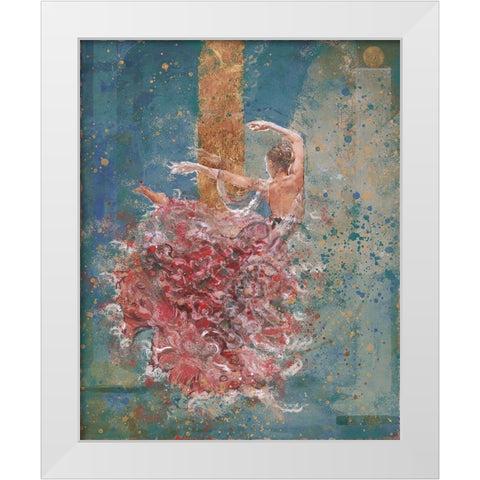 Temple Dancer blue White Modern Wood Framed Art Print by Wiley, Marta