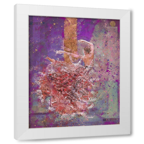 Temple dancer purple pink White Modern Wood Framed Art Print by Wiley, Marta