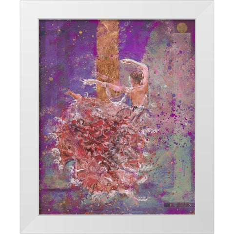 Temple dancer purple pink White Modern Wood Framed Art Print by Wiley, Marta