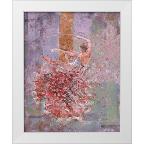 Temple dancer pink White Modern Wood Framed Art Print by Wiley, Marta