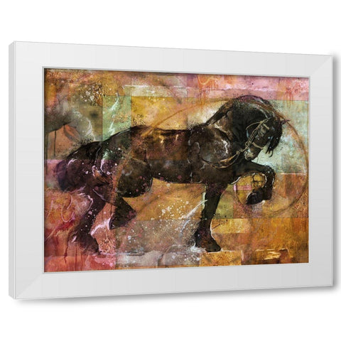 Fibonacci horse colorful White Modern Wood Framed Art Print by Wiley, Marta