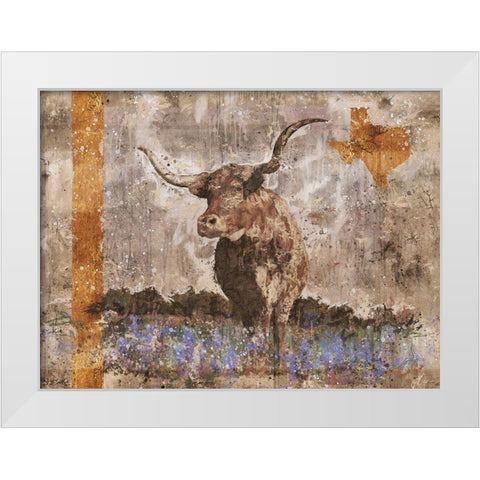 Long horn beige White Modern Wood Framed Art Print by Wiley, Marta