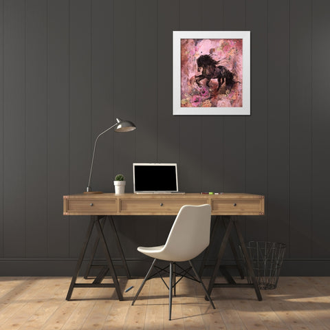 Gallop Pink White Modern Wood Framed Art Print by Wiley, Marta