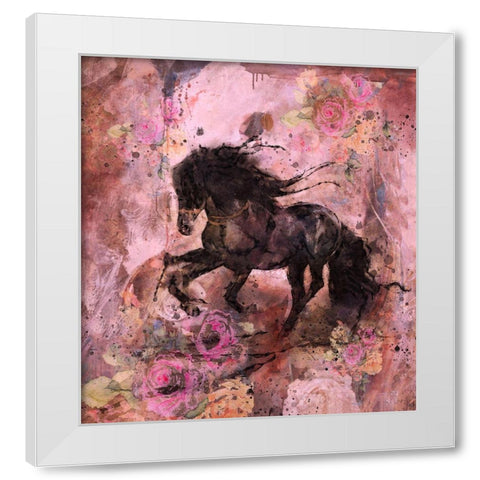 Gallop Pink White Modern Wood Framed Art Print by Wiley, Marta