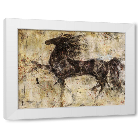 Horse And Crackle White Modern Wood Framed Art Print by Wiley, Marta