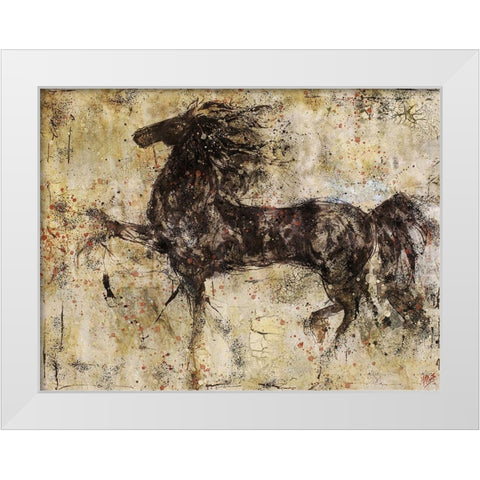 Horse And Crackle White Modern Wood Framed Art Print by Wiley, Marta