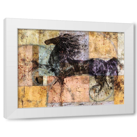 Horse And Squares White Modern Wood Framed Art Print by Wiley, Marta