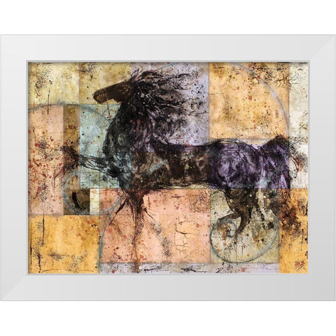 Horse And Squares White Modern Wood Framed Art Print by Wiley, Marta