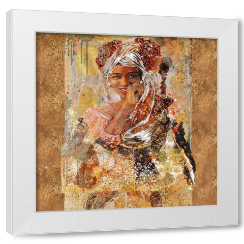 African Gold And Silver White Modern Wood Framed Art Print by Wiley, Marta