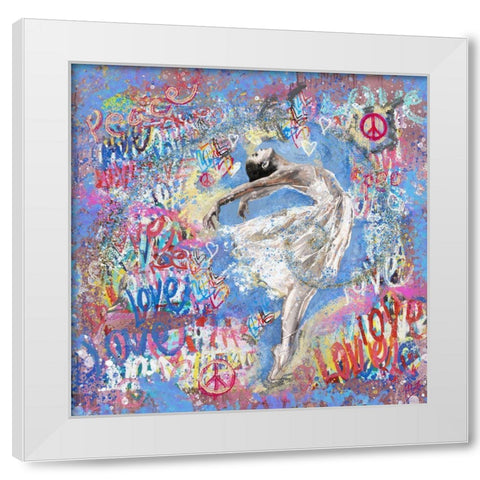 Graffiti Ballerina White Modern Wood Framed Art Print by Wiley, Marta