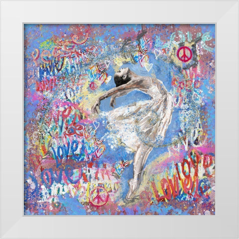 Graffiti Ballerina White Modern Wood Framed Art Print by Wiley, Marta