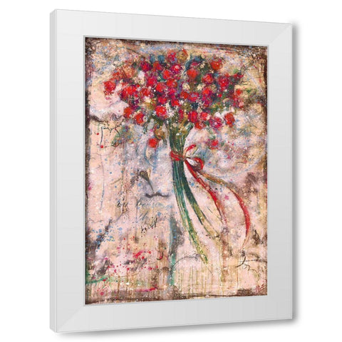Floral bouquet Orange White Modern Wood Framed Art Print by Wiley, Marta