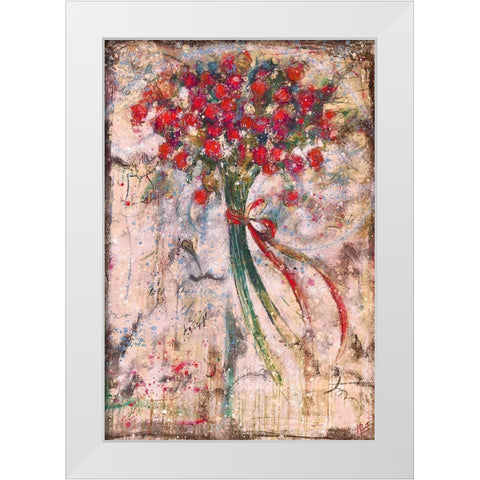 Floral bouquet Orange White Modern Wood Framed Art Print by Wiley, Marta