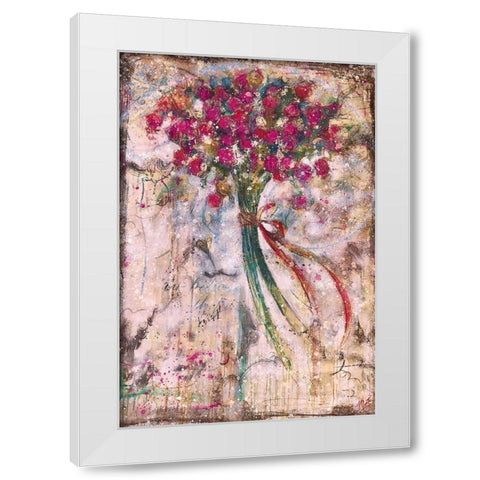 Floral bouquet Red White Modern Wood Framed Art Print by Wiley, Marta