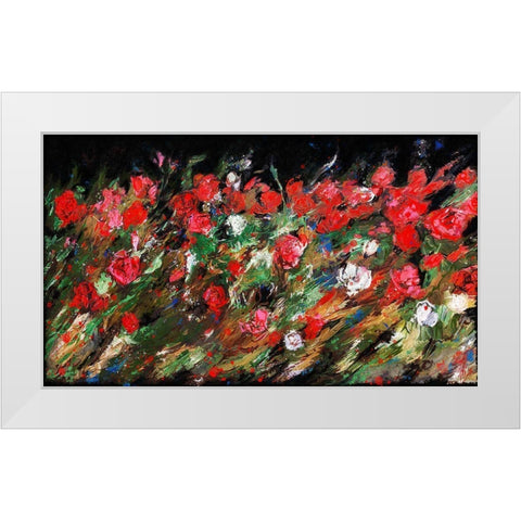 Red Rose Floral White Modern Wood Framed Art Print by Wiley, Marta