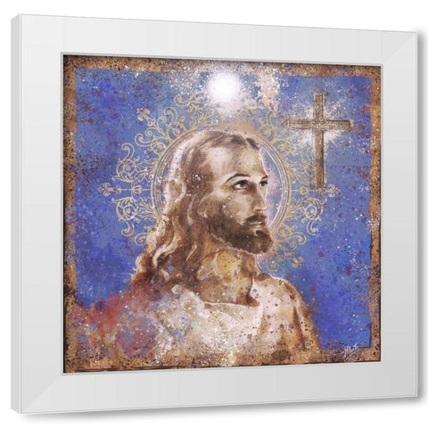 Jesus Rock Star Blue White Modern Wood Framed Art Print by Wiley, Marta
