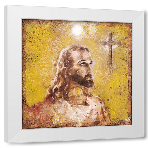 Jesus Rock Star Yellow White Modern Wood Framed Art Print by Wiley, Marta