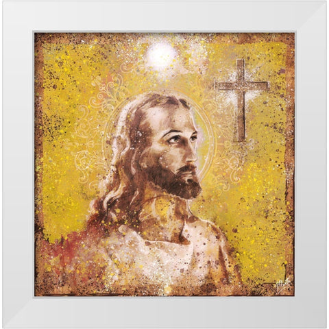 Jesus Rock Star Yellow White Modern Wood Framed Art Print by Wiley, Marta