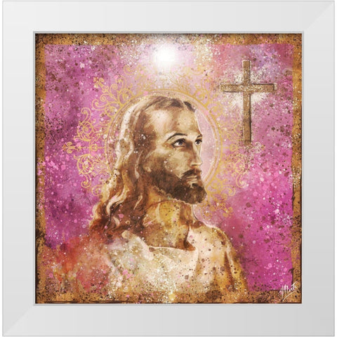 Jesus Rock Star Pink White Modern Wood Framed Art Print by Wiley, Marta