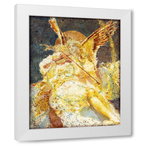 Fibonacci Angel Navy Blue White Modern Wood Framed Art Print by Wiley, Marta