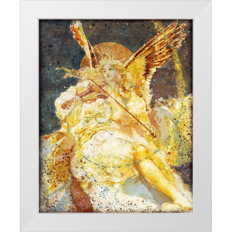 Fibonacci Angel Navy Blue White Modern Wood Framed Art Print by Wiley, Marta