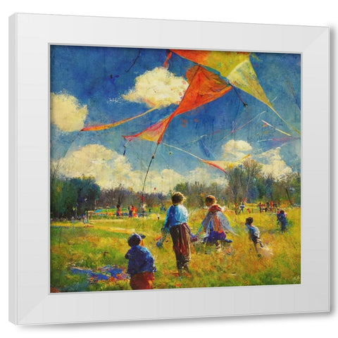 Colorful Kites I White Modern Wood Framed Art Print by Wiley, Marta