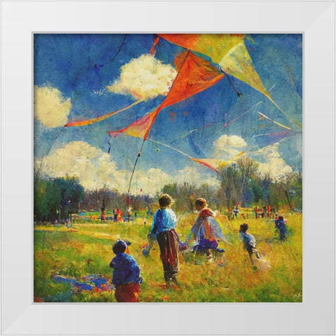 Colorful Kites I White Modern Wood Framed Art Print by Wiley, Marta