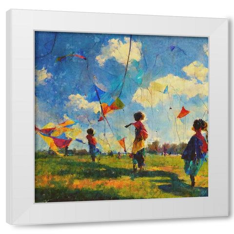 Colorful Kites II White Modern Wood Framed Art Print by Wiley, Marta