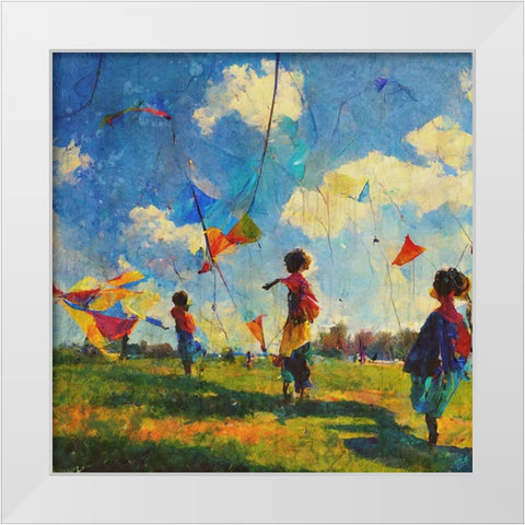 Colorful Kites II White Modern Wood Framed Art Print by Wiley, Marta