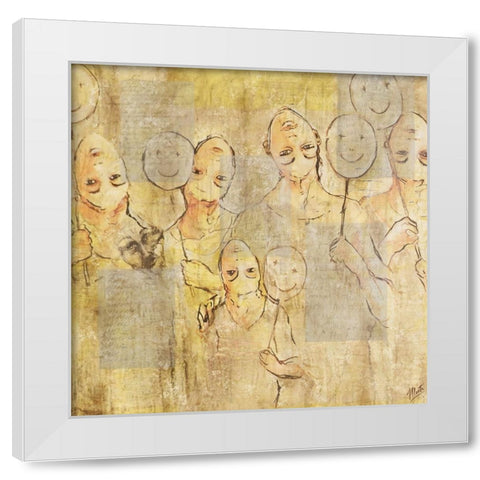 Happy White Modern Wood Framed Art Print by Wiley, Marta