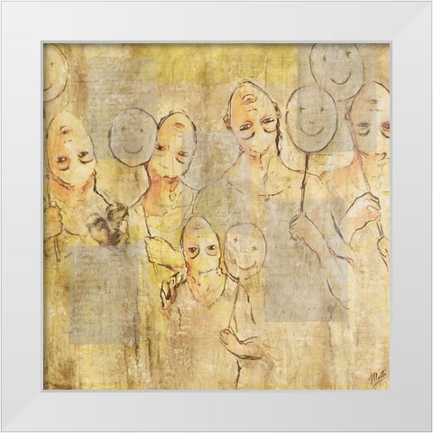 Happy White Modern Wood Framed Art Print by Wiley, Marta