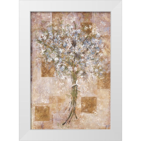 Blue Flowers White Modern Wood Framed Art Print by Wiley, Marta