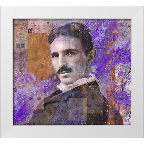 Tesla Purple White Modern Wood Framed Art Print by Wiley, Marta