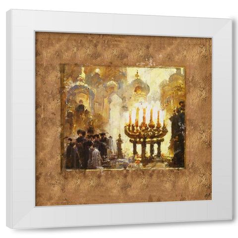 Abstract Menorah I White Modern Wood Framed Art Print by Wiley, Marta