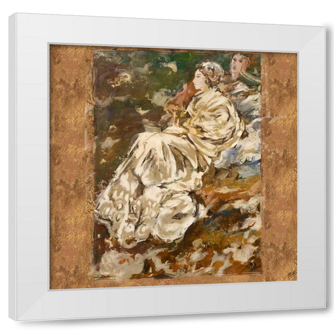 Two Women Sketch White Modern Wood Framed Art Print by Wiley, Marta