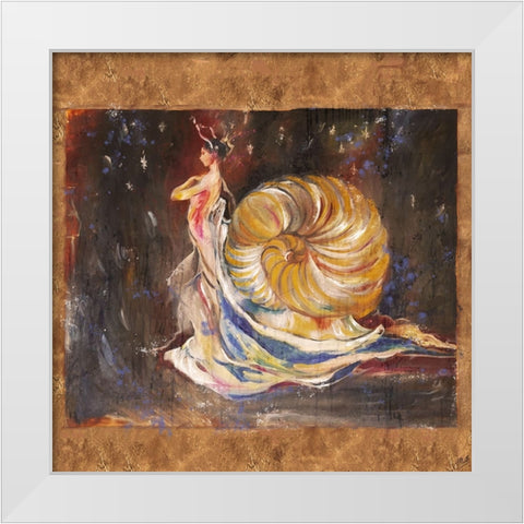 Snail Woman Sketch White Modern Wood Framed Art Print by Wiley, Marta