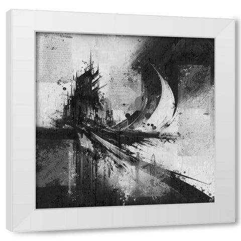 Black And White Poetry III-a White Modern Wood Framed Art Print by Wiley, Marta