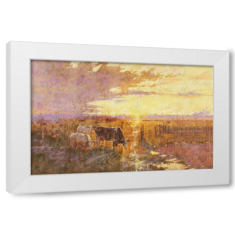 Golden Cows White Modern Wood Framed Art Print by Wiley, Marta