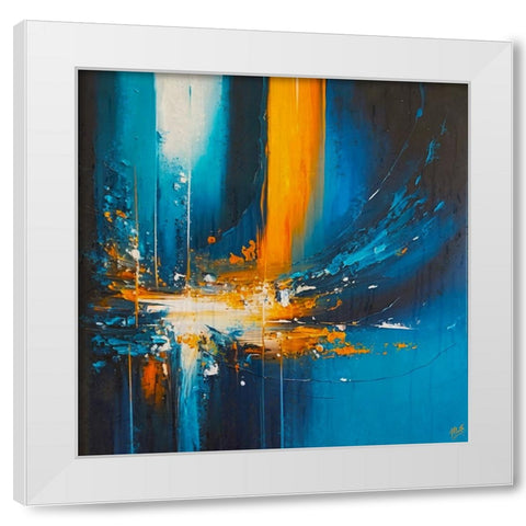 Abstract Blue organge I White Modern Wood Framed Art Print by Wiley, Marta